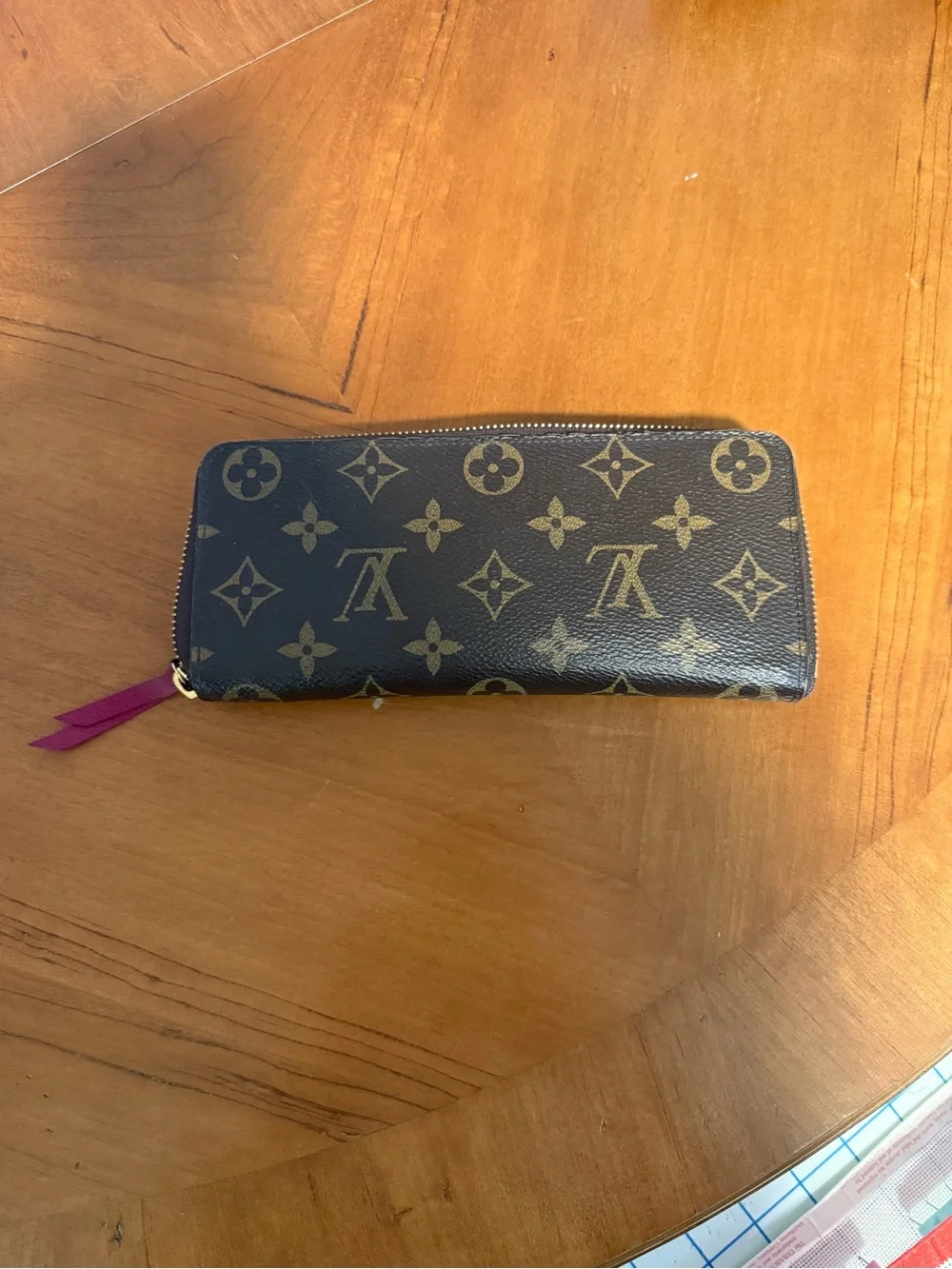 Louis Vuitton Monogram Zip Around Clemence Wallet - Brown & Fuschia